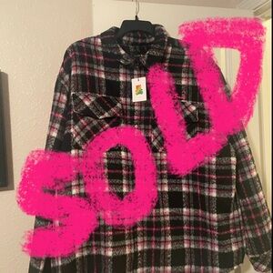 Teddy Fresh Plaid Flannel Shacket NWT